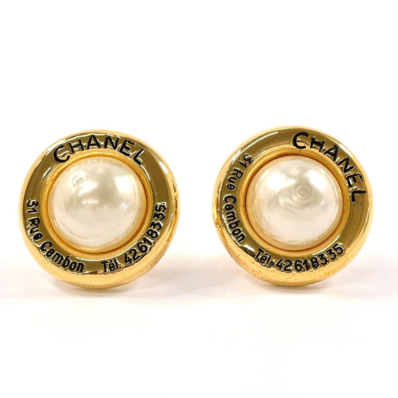CHANEL Authentic Gold Pearl Earrings